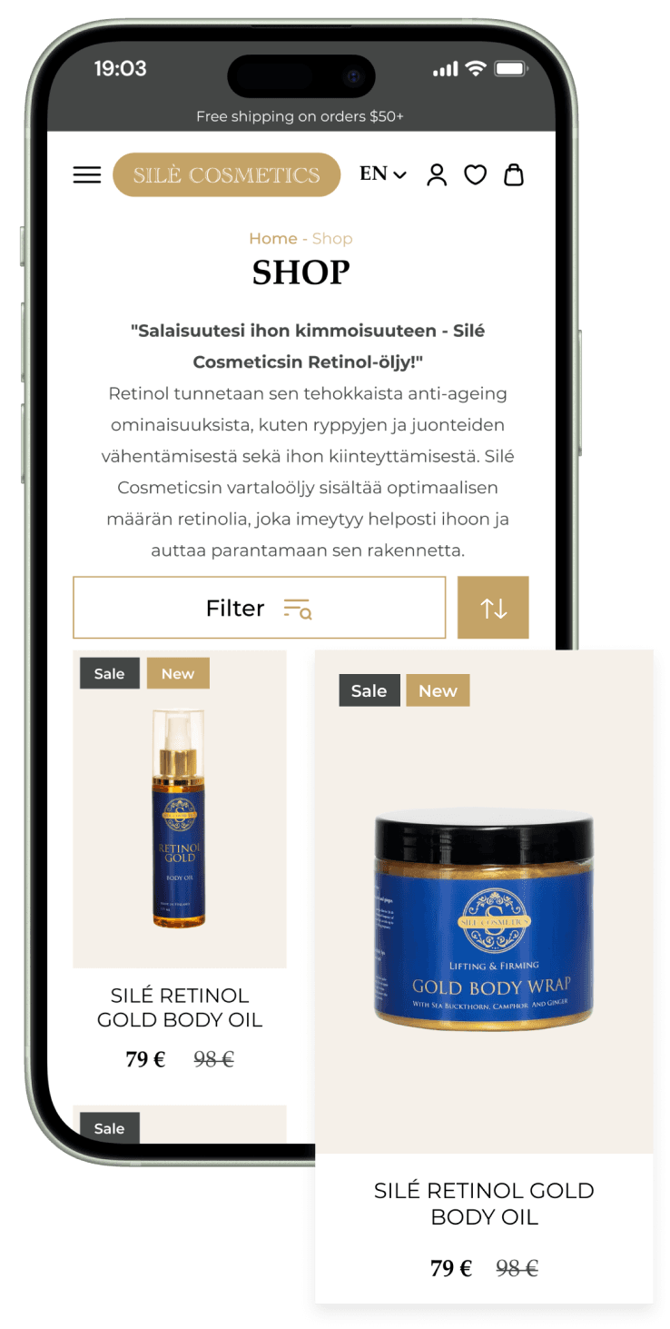 Sile Cosmetics Website - Overview - Case by Stableverse